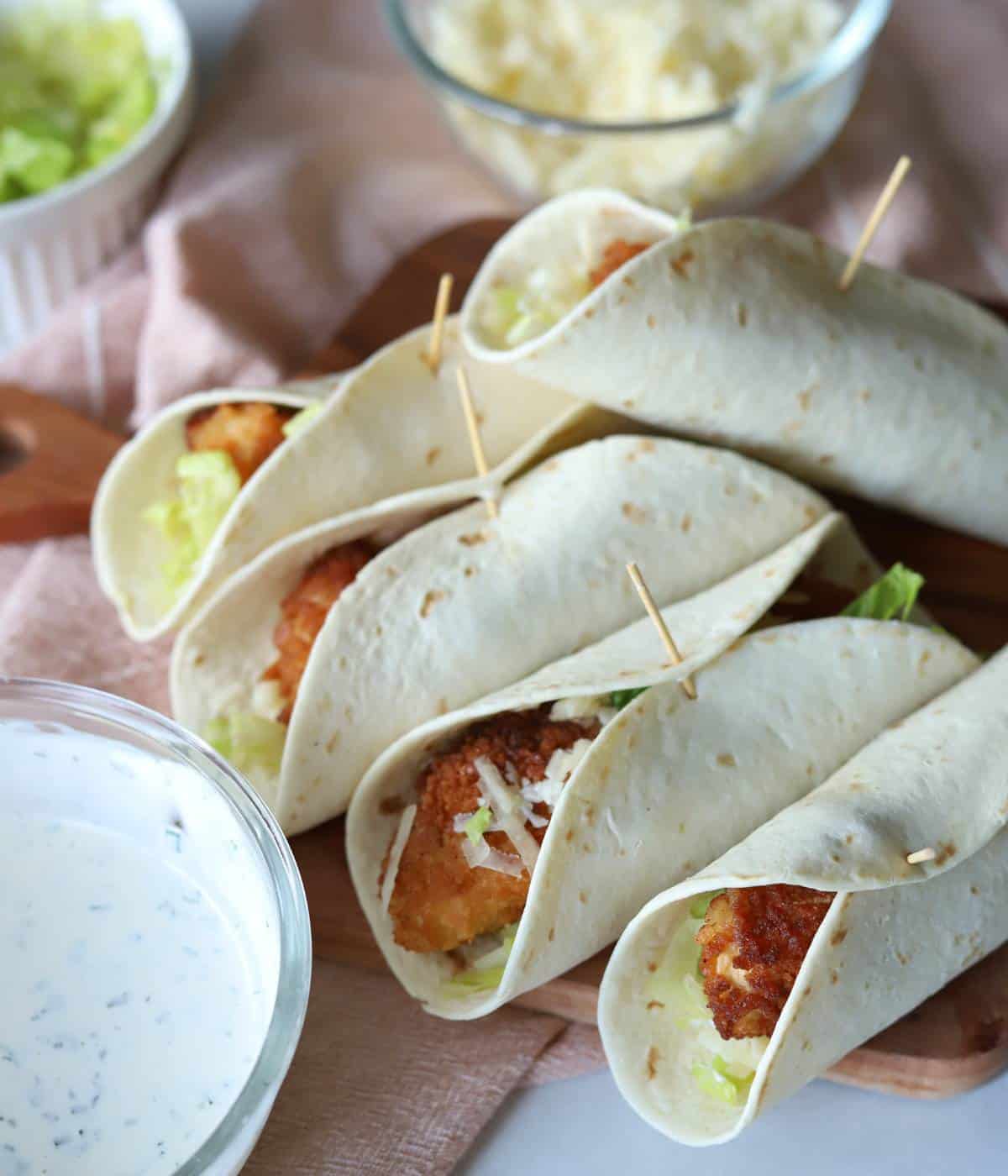 McDonalds Chicken Snack Wraps stacked on top of each other. 