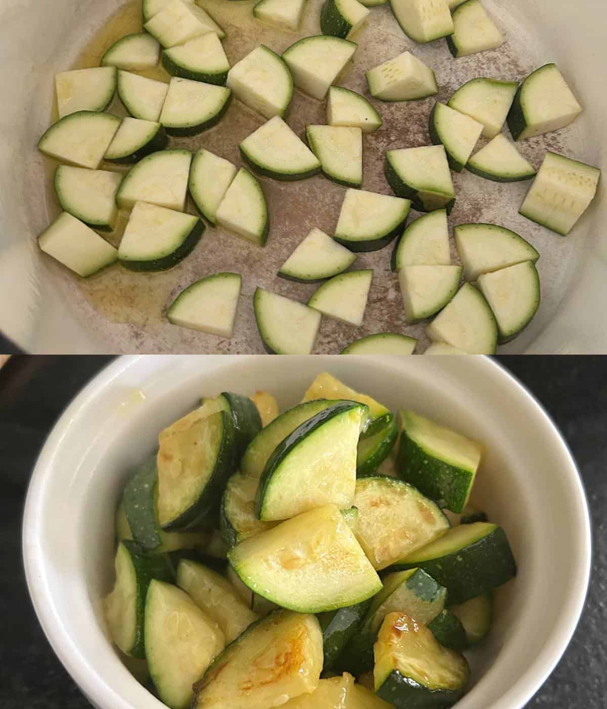 Cooking zucchini.