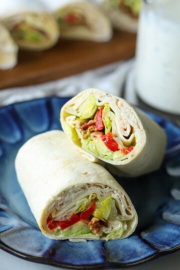 Turkey bacon wrap on plate.