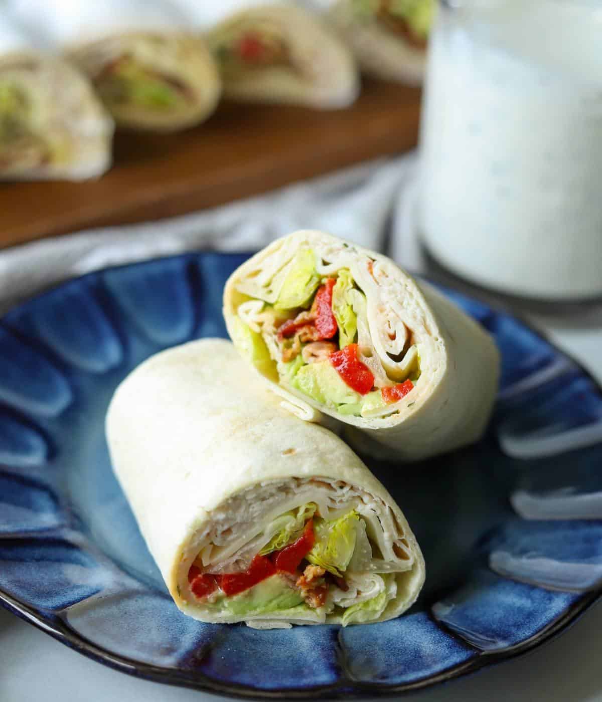 Turkey bacon wrap on plate.