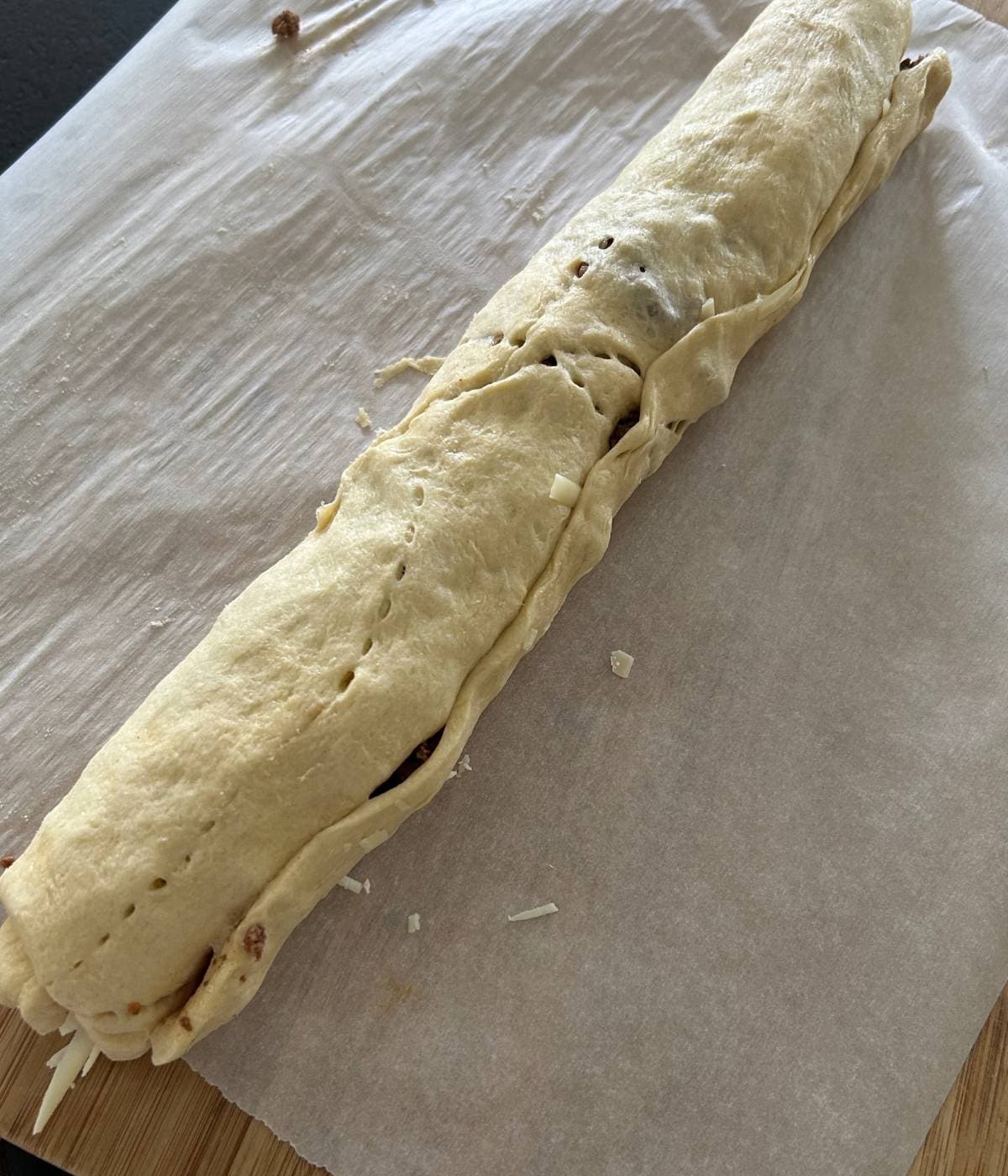 Rolled up crescent dough.