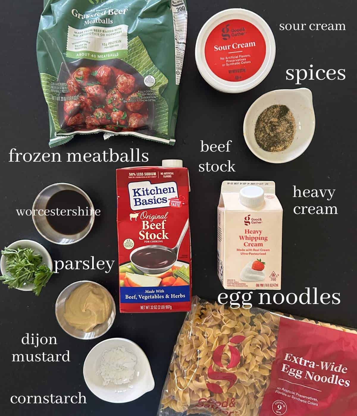 Ingredients for slow cooker meatballs.