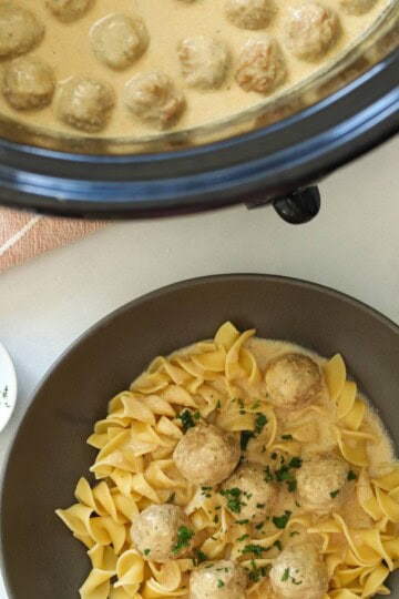 Swedish meatballs over egg noodles.