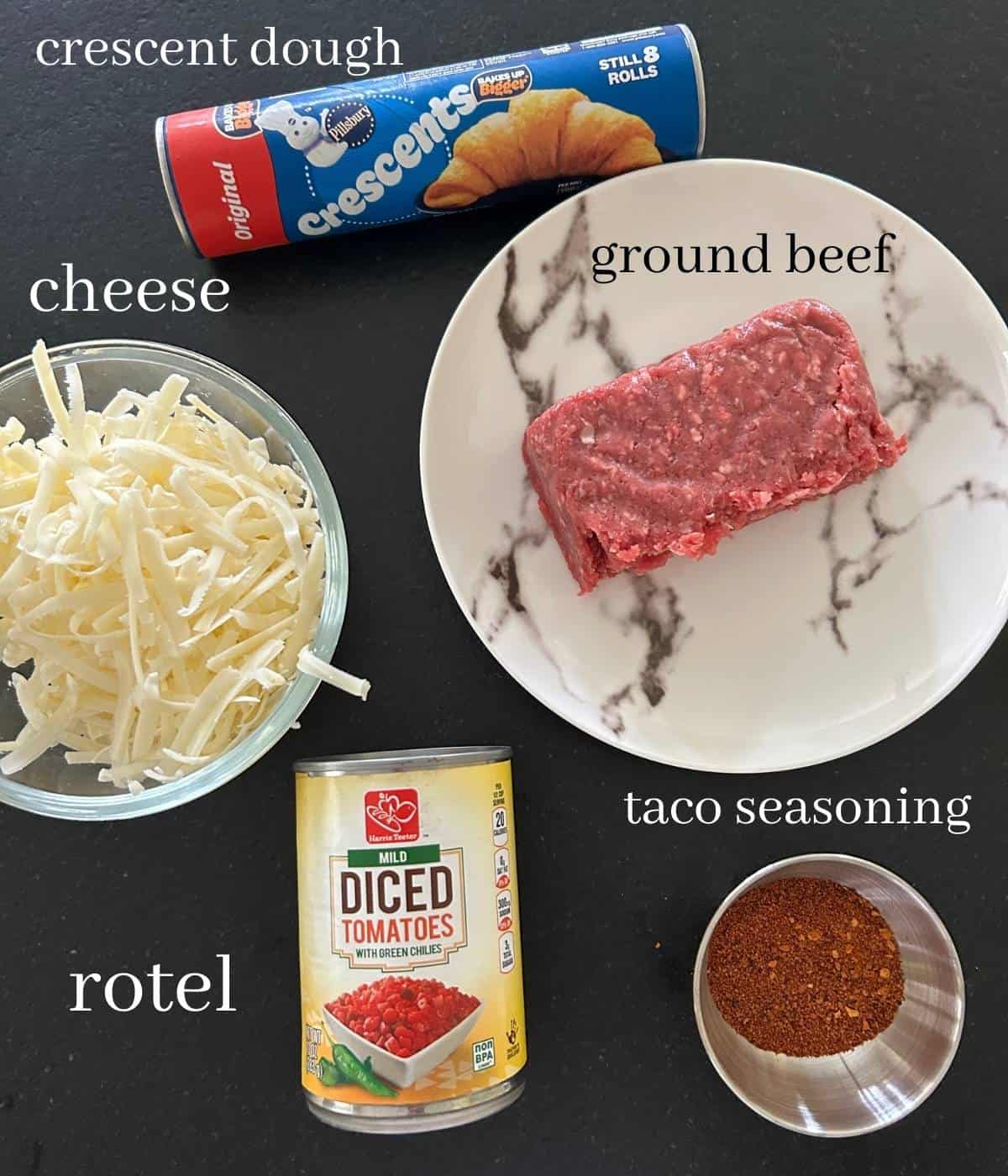 Ingredients for taco pinwheels.