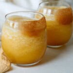 Apple cider slushies with cinnamon sugar rim.