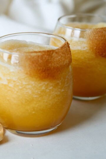 Apple cider slushies with cinnamon sugar rim.