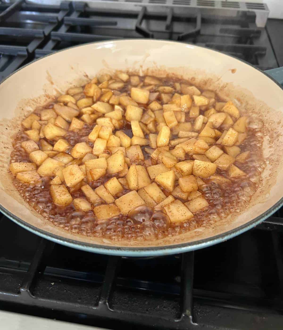 Apples in skillet.