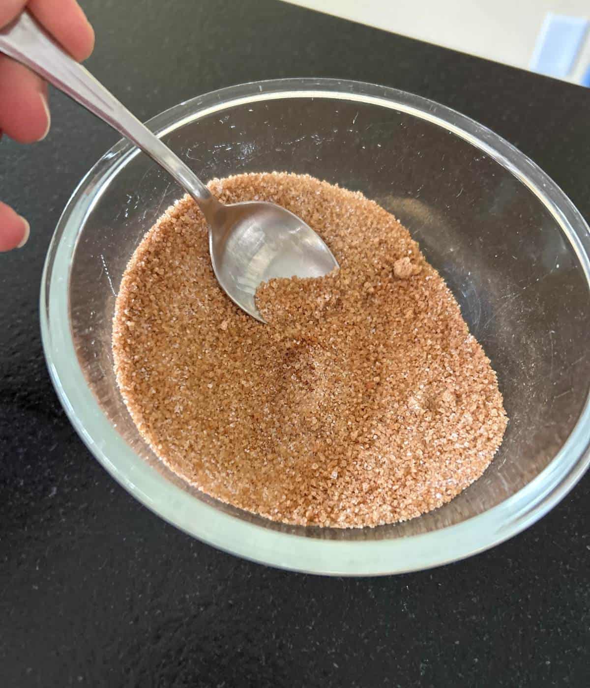 Sugar mixture in bowl.