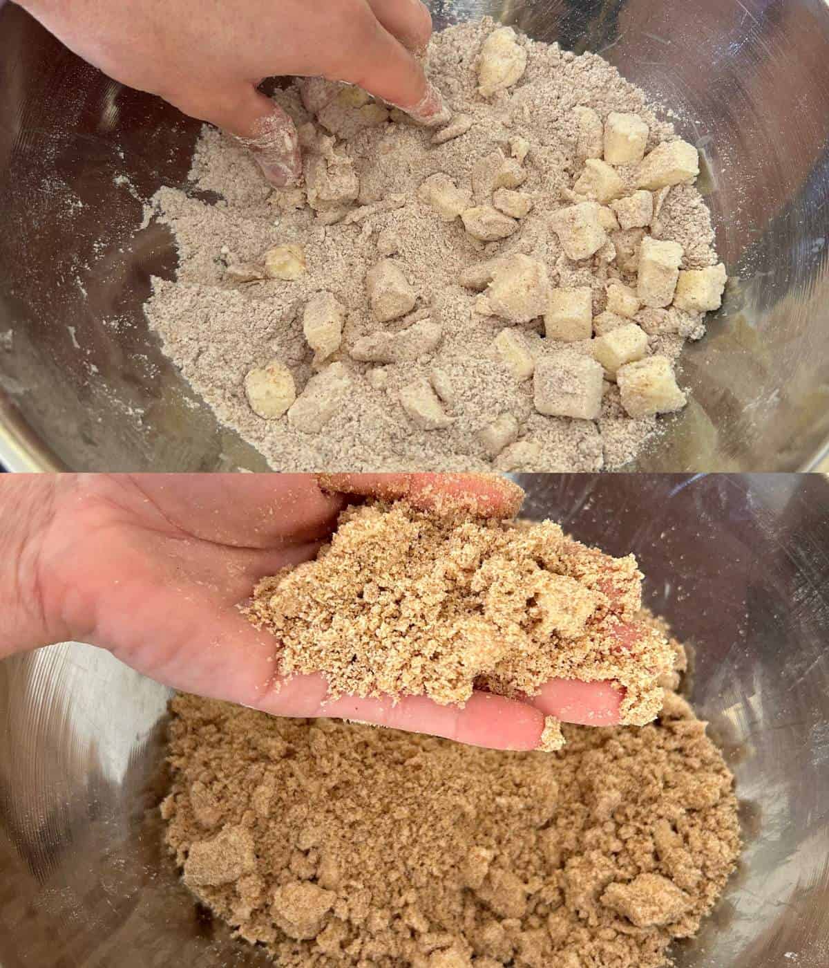 Making crumble topping.