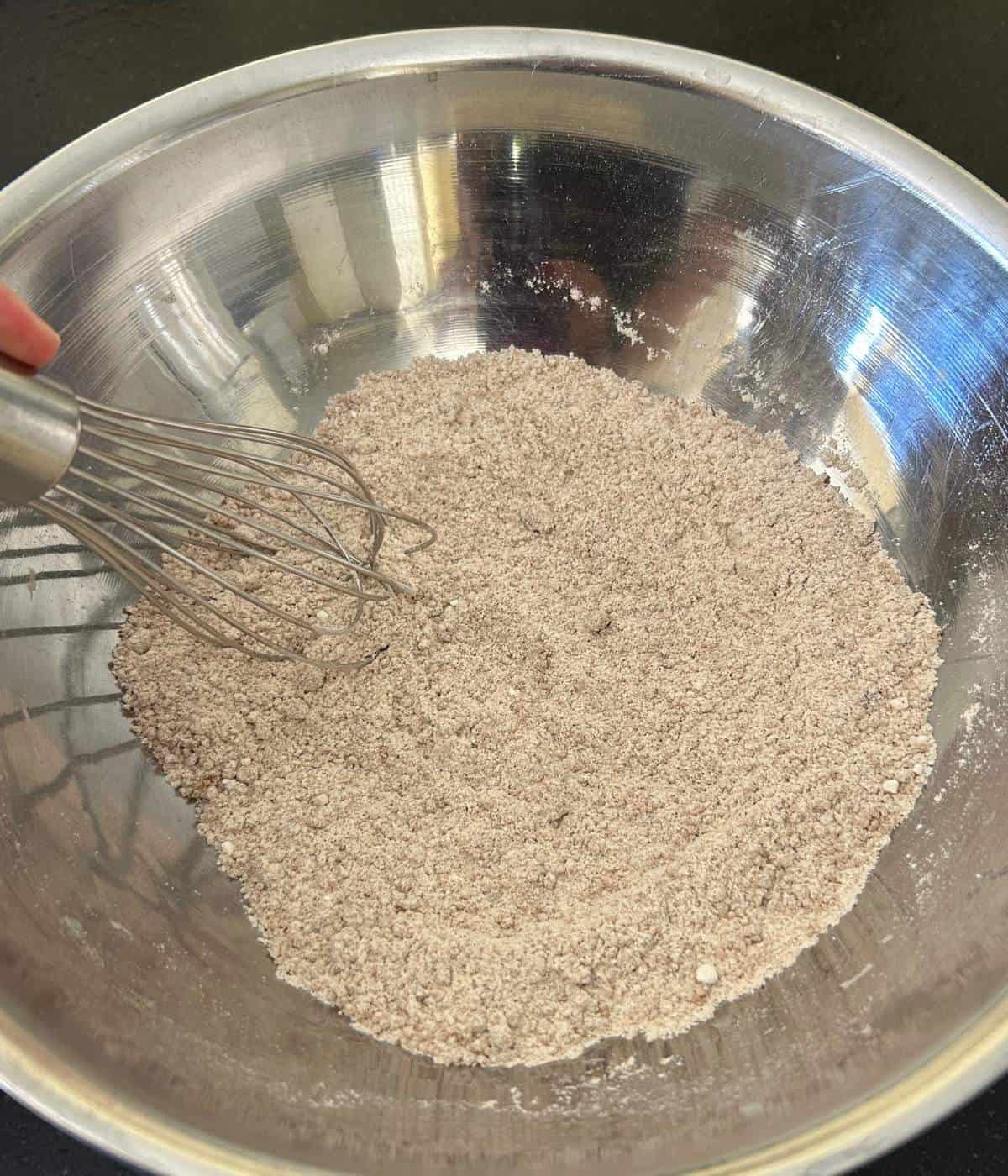 Topping for apple cake in bowl.