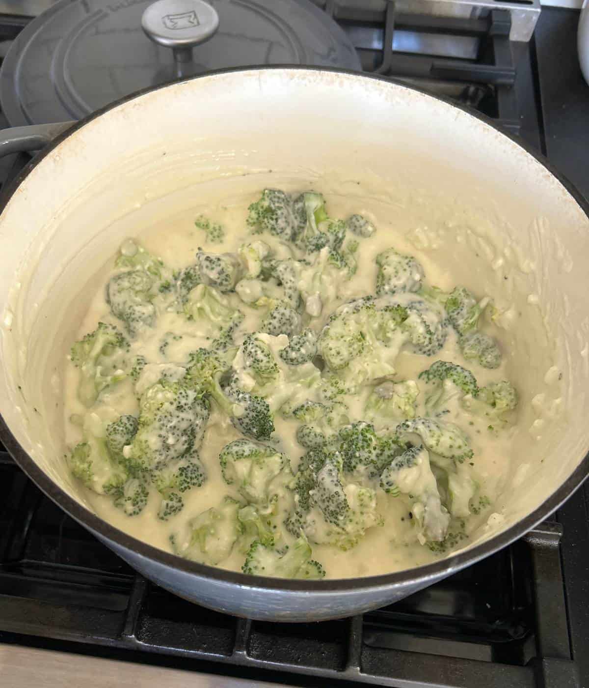 Broccoli in cheese sauce.