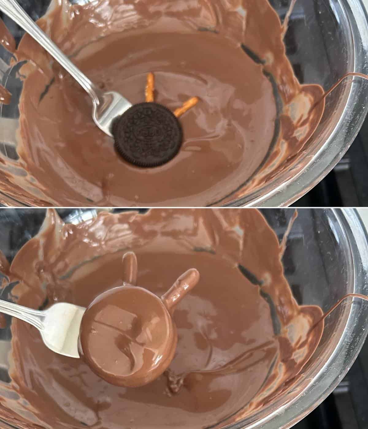 Oreos dipped in chocolate.