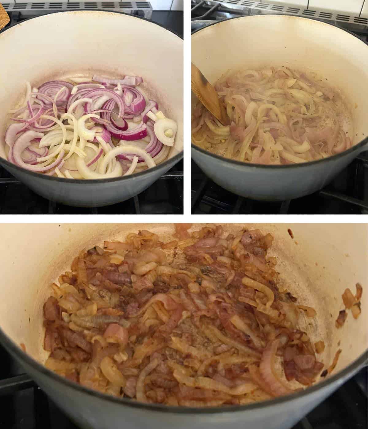 Steps to caramelizing onions.