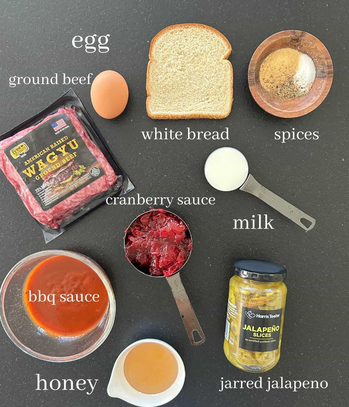 Ingredients for cranberry meatballs.