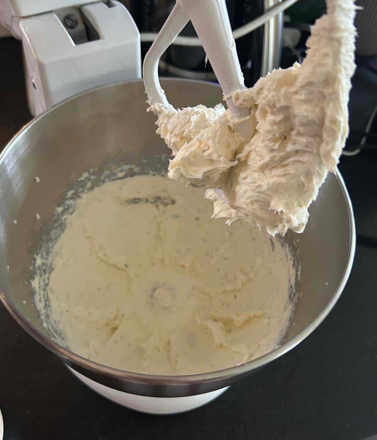 Boursin and cream cheese whipped together.