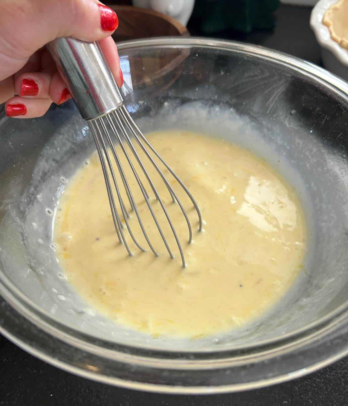 Egg mixture for quiche.