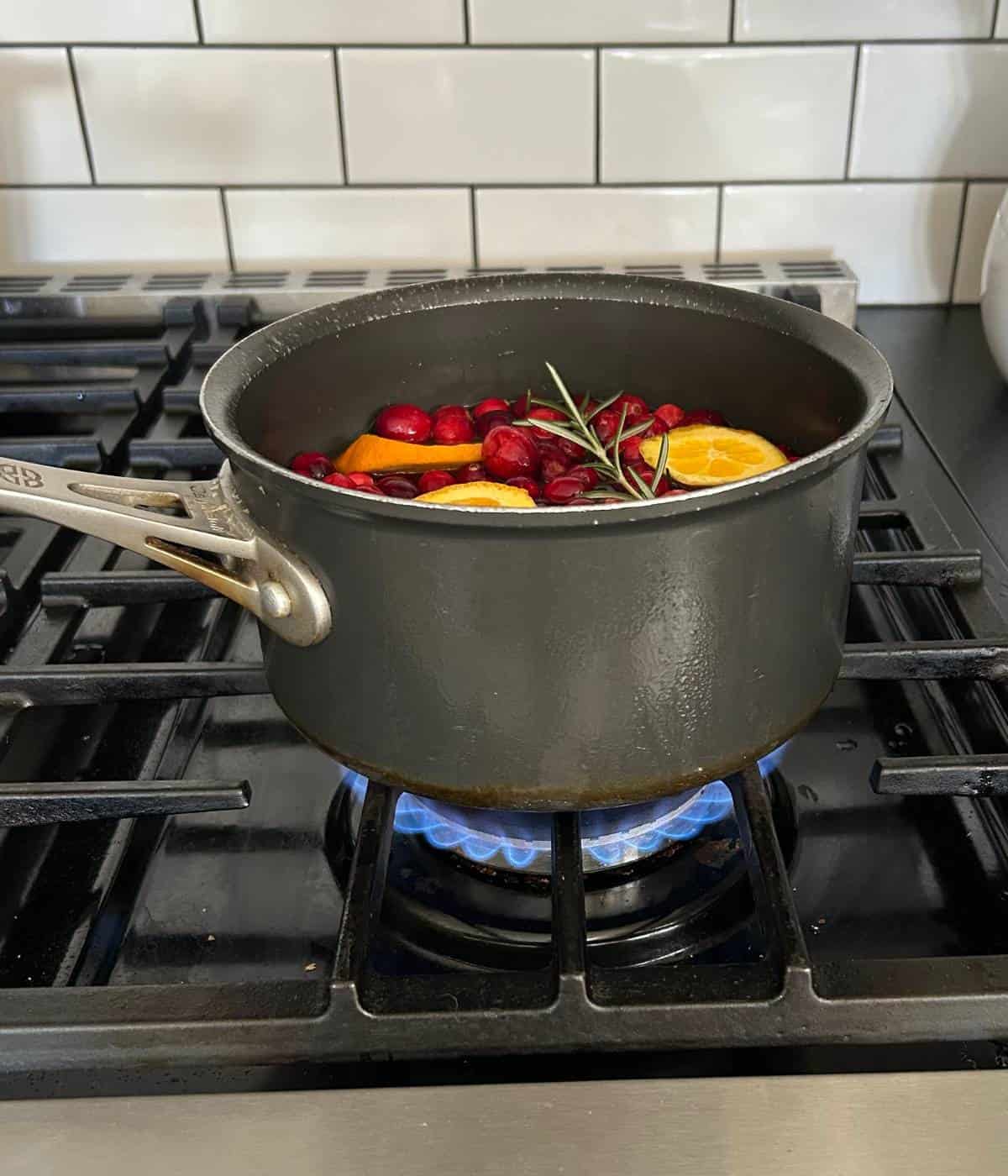 Holiday simmer pot on stovetop.