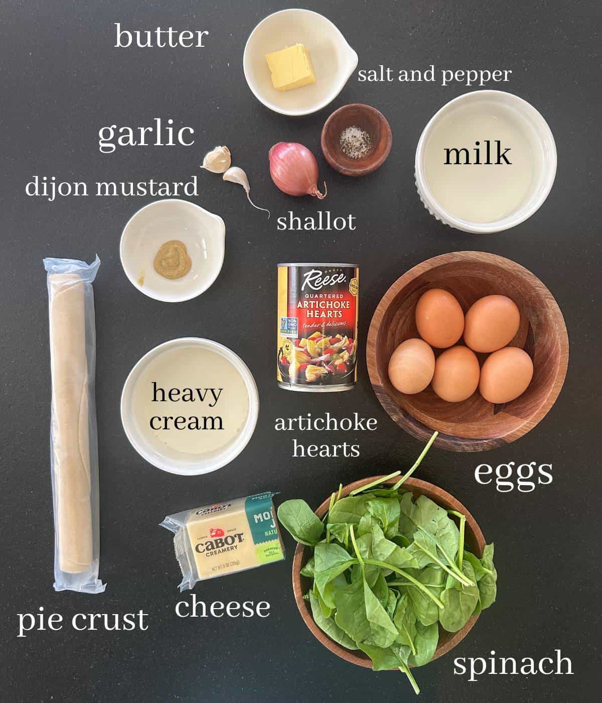 Ingredients for quiche.
