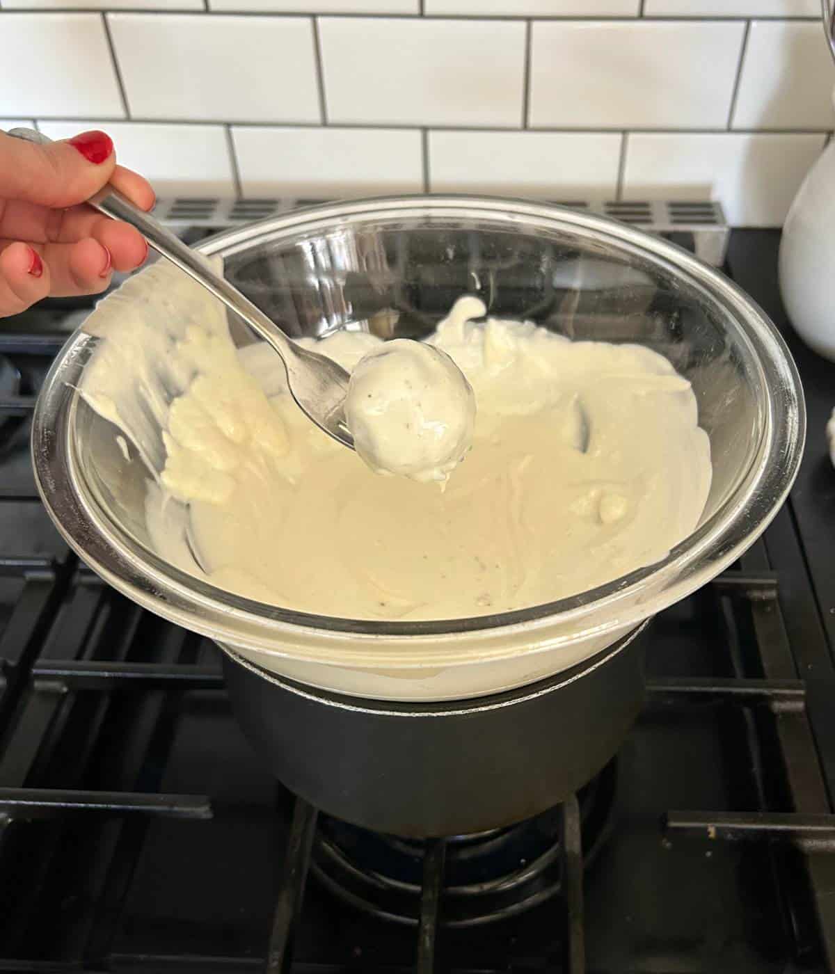 Oreo dunked in white chocolate.