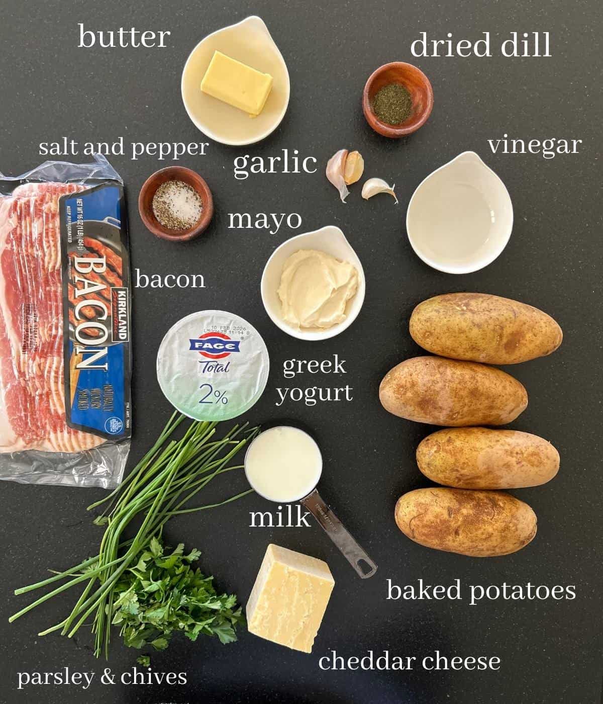 Ingredients for crispy potato skins.