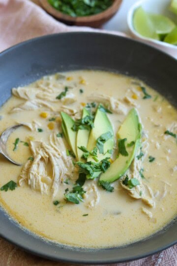 White Chicken Chili in bowl.