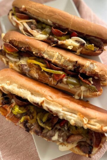 Pizza subs on plate.