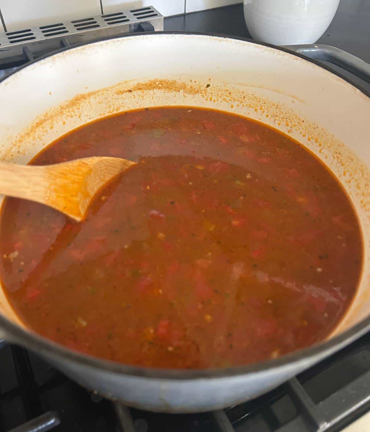 Soup recipe in pot.