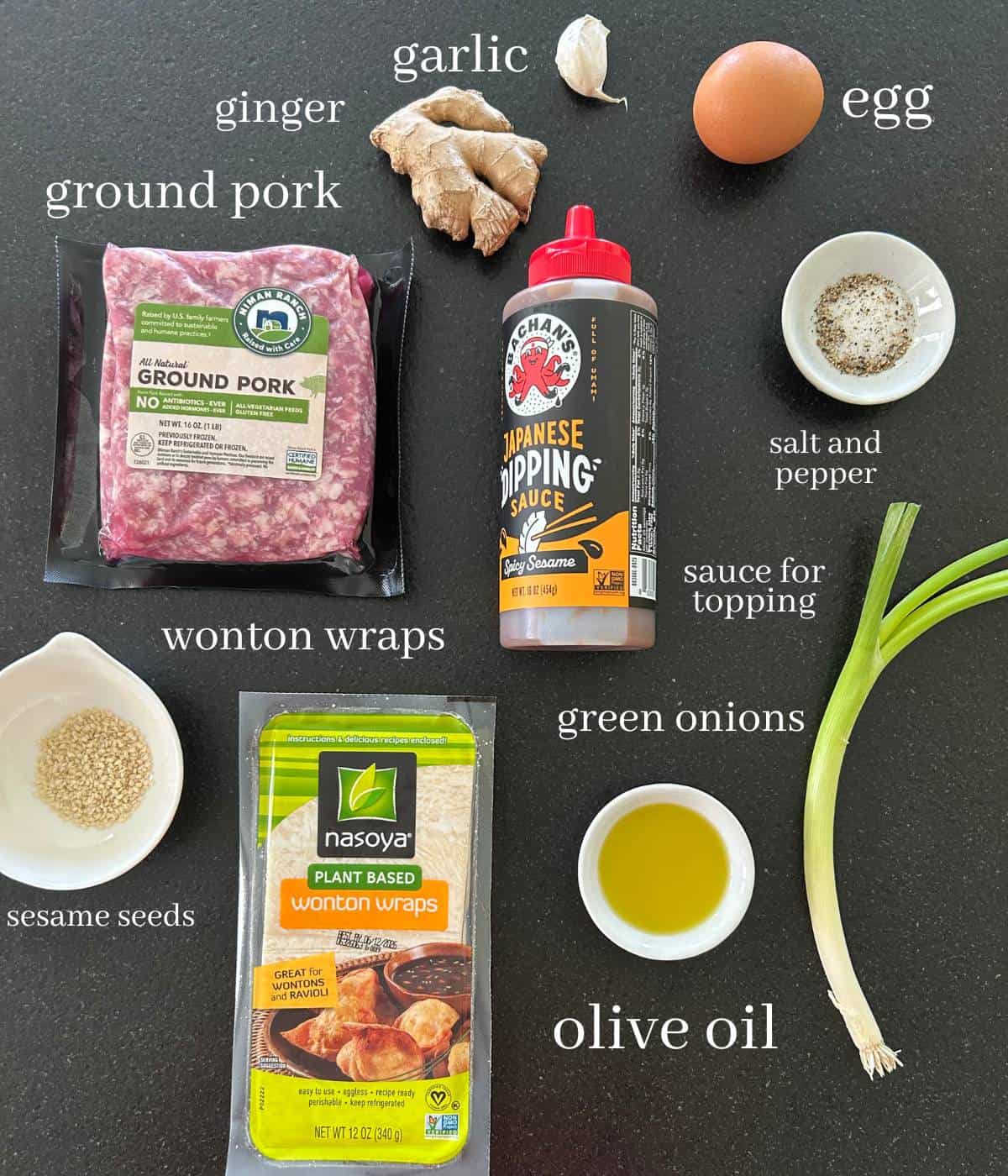 Ingredients for pork dumplings.