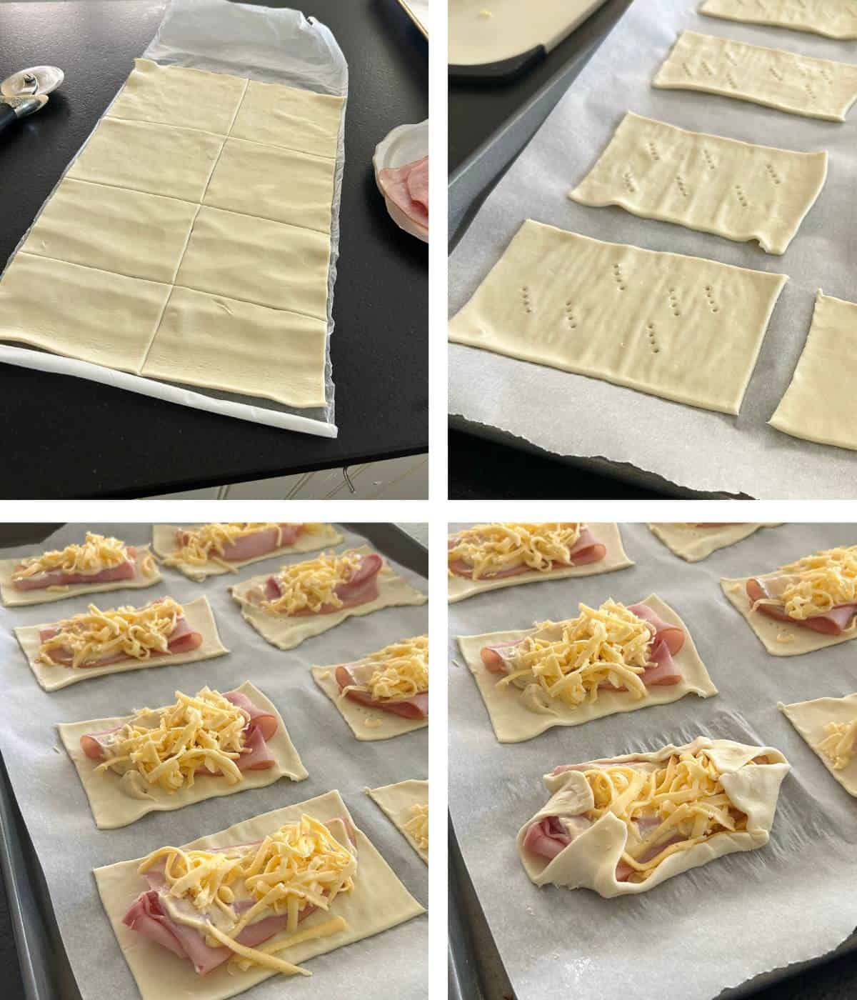 Steps to making puff pastries.