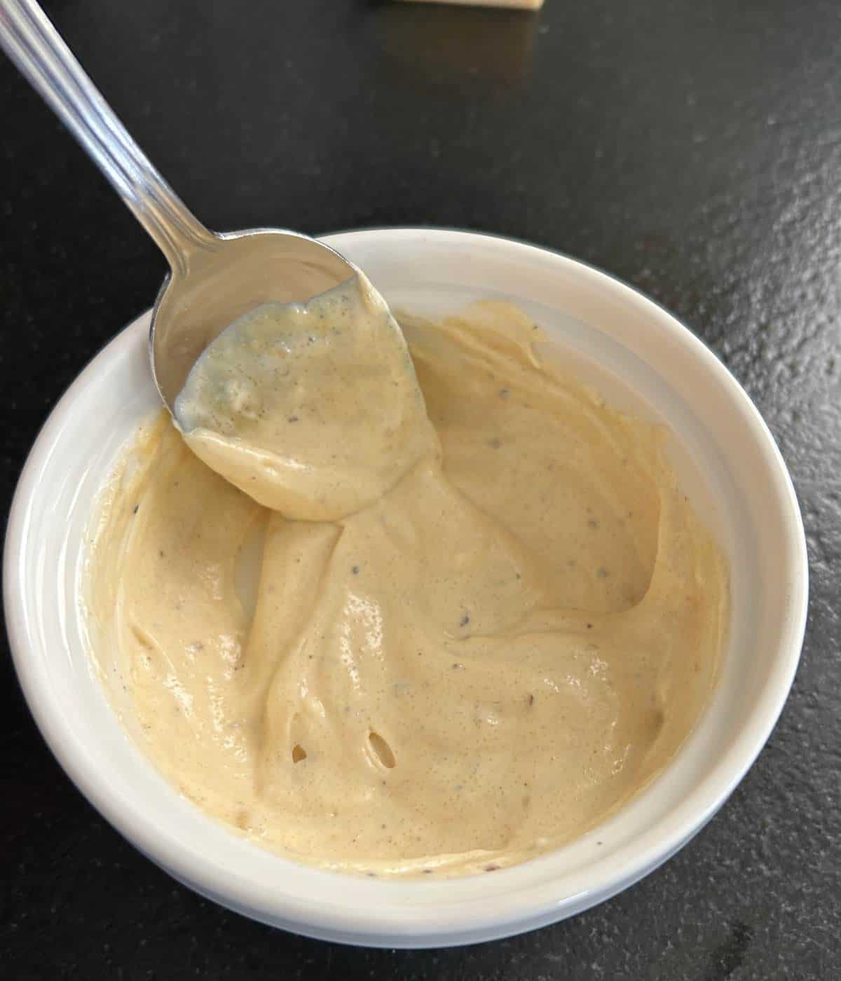 Dijonnaise sauce in bowl.