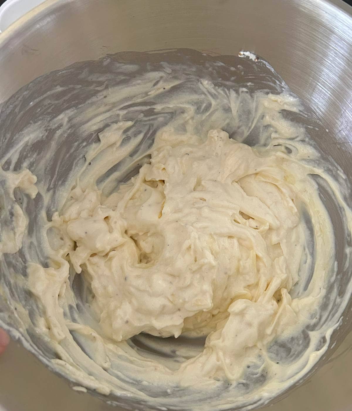 Cheese mixture in bowl.