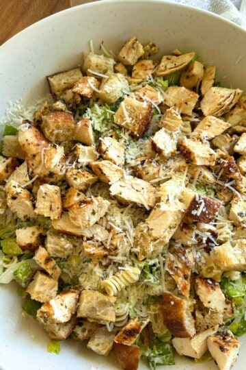 Chicken caesar pasta salad.