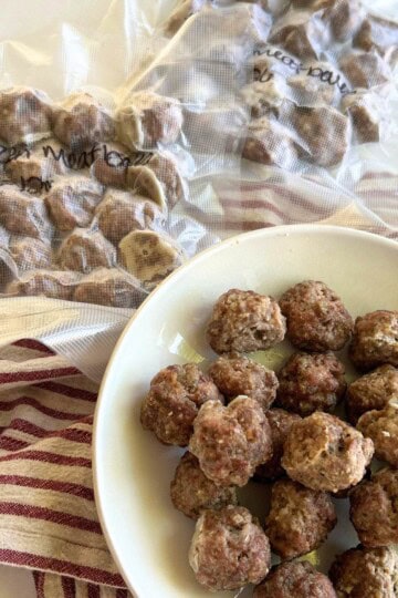 Italian meatballs and frozen batches.