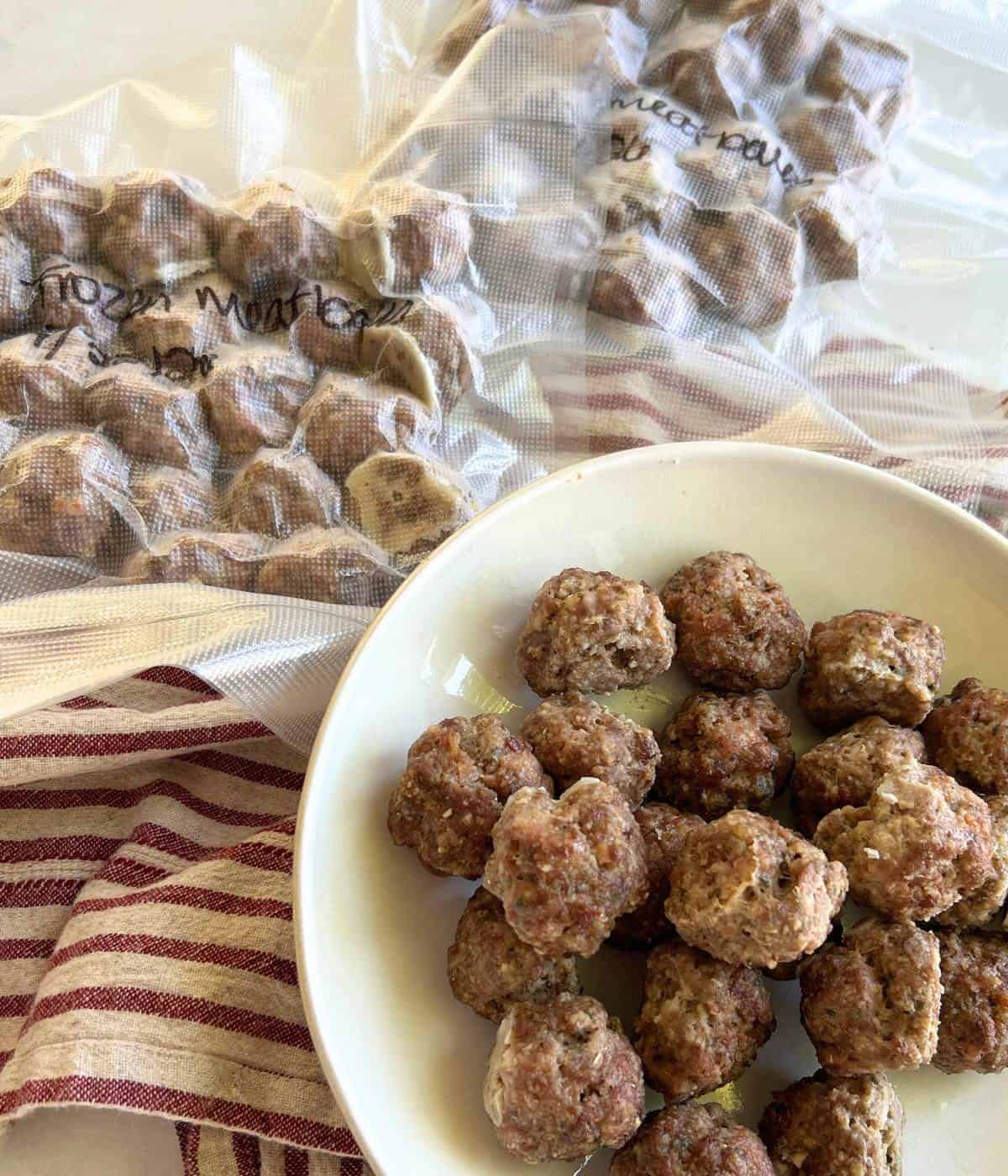 Italian meatballs and frozen batches. 