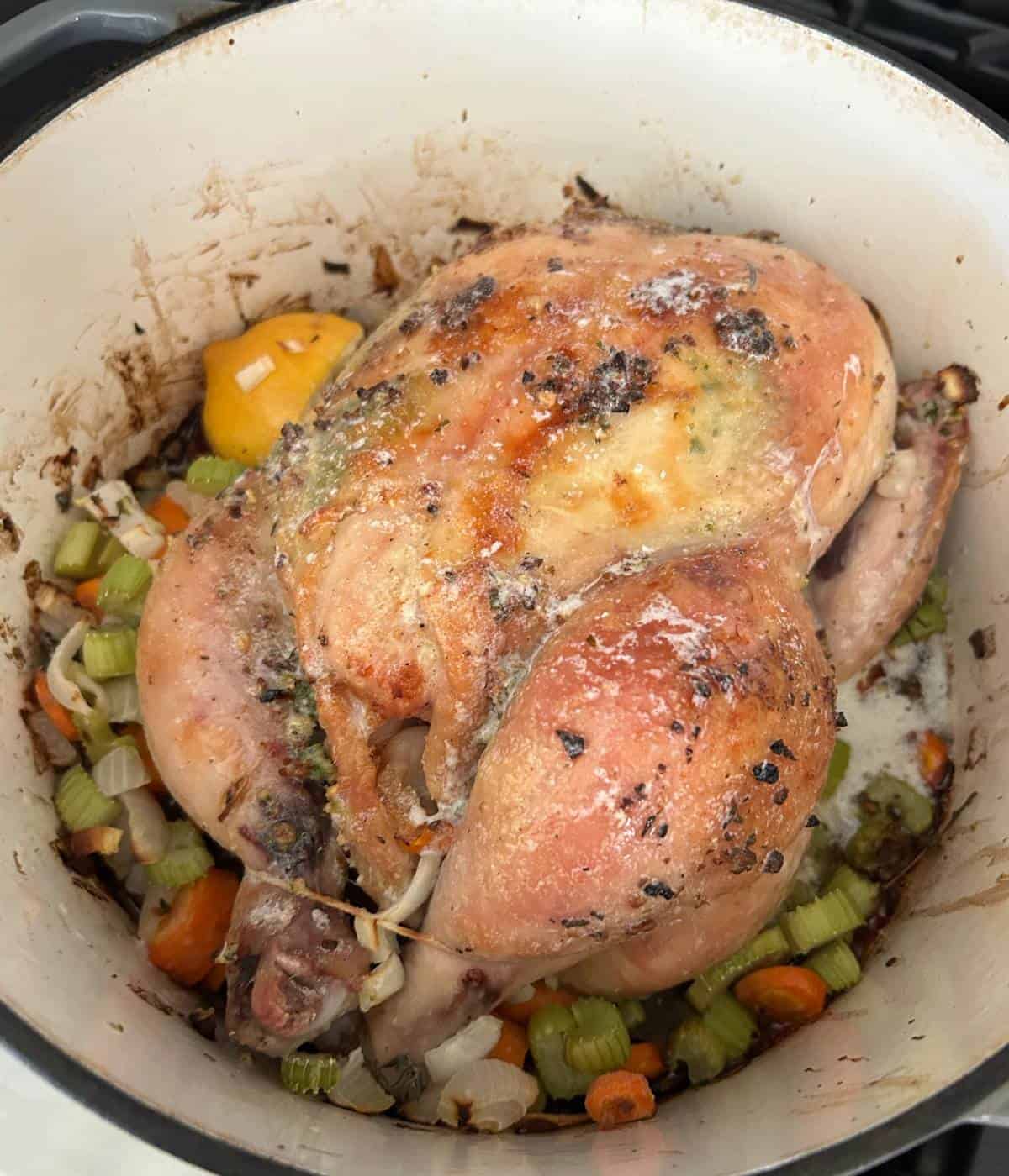 Chicken with butter melted over the top.