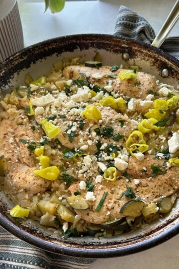 Pepperoncini Chicken in skillet.