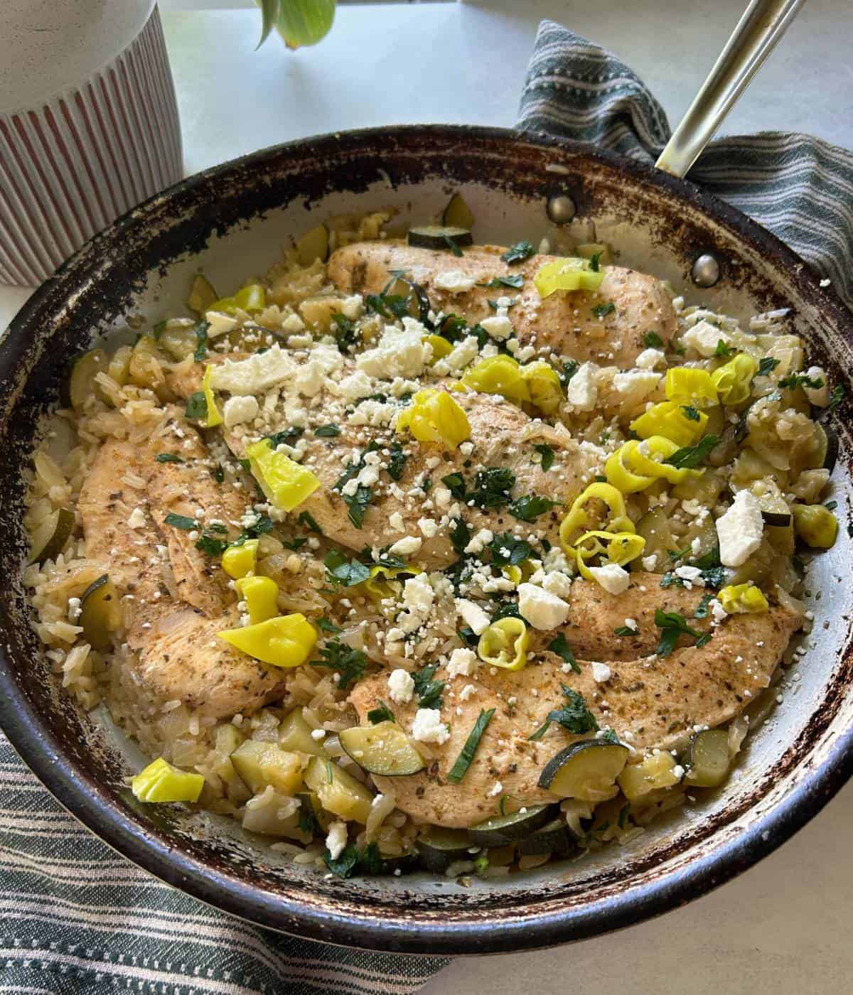 Pepperoncini Chicken in skillet.