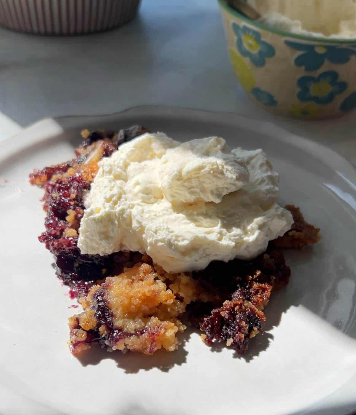 Dump cake with blueberries.