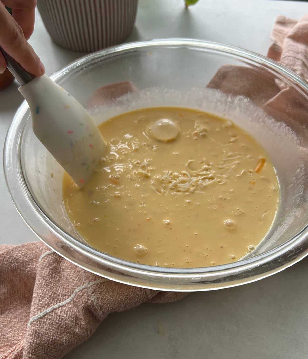 Egg mixture for quiche.