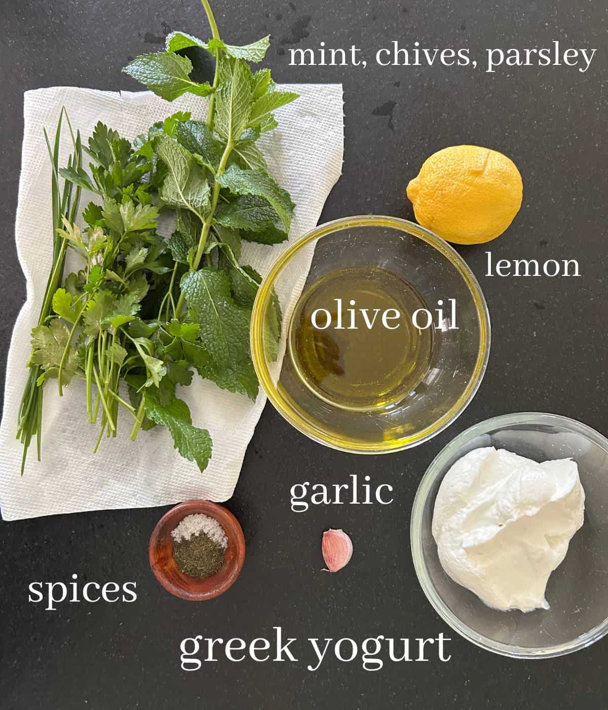 Green goddess marinade ingredients.