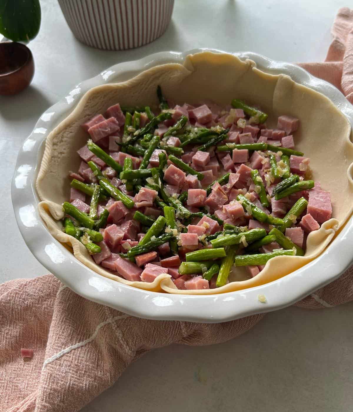 Ham and asparagus in pie crust.
