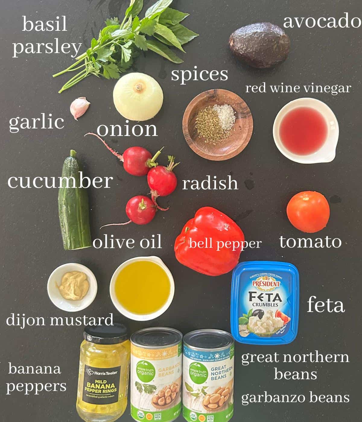 Ingredients for bean salad.