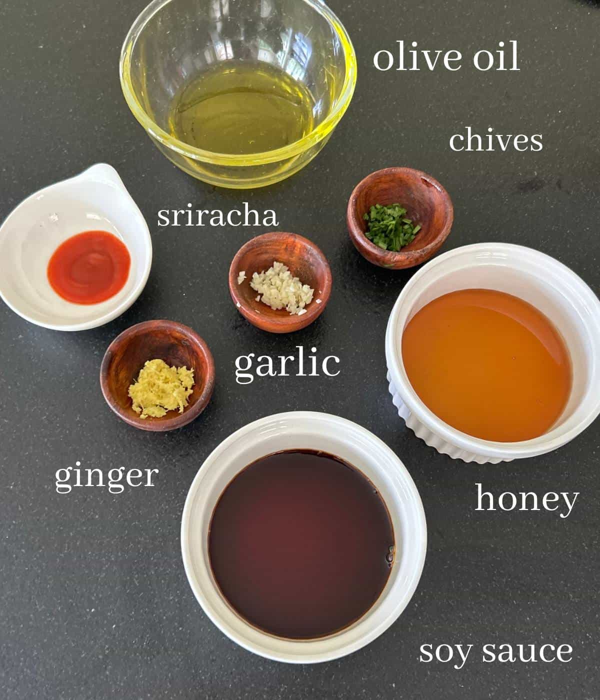 Soy ginger marinade ingredients.