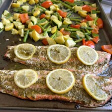 Baked Pesto Salmon and Veggies on a Sheet Pan-image