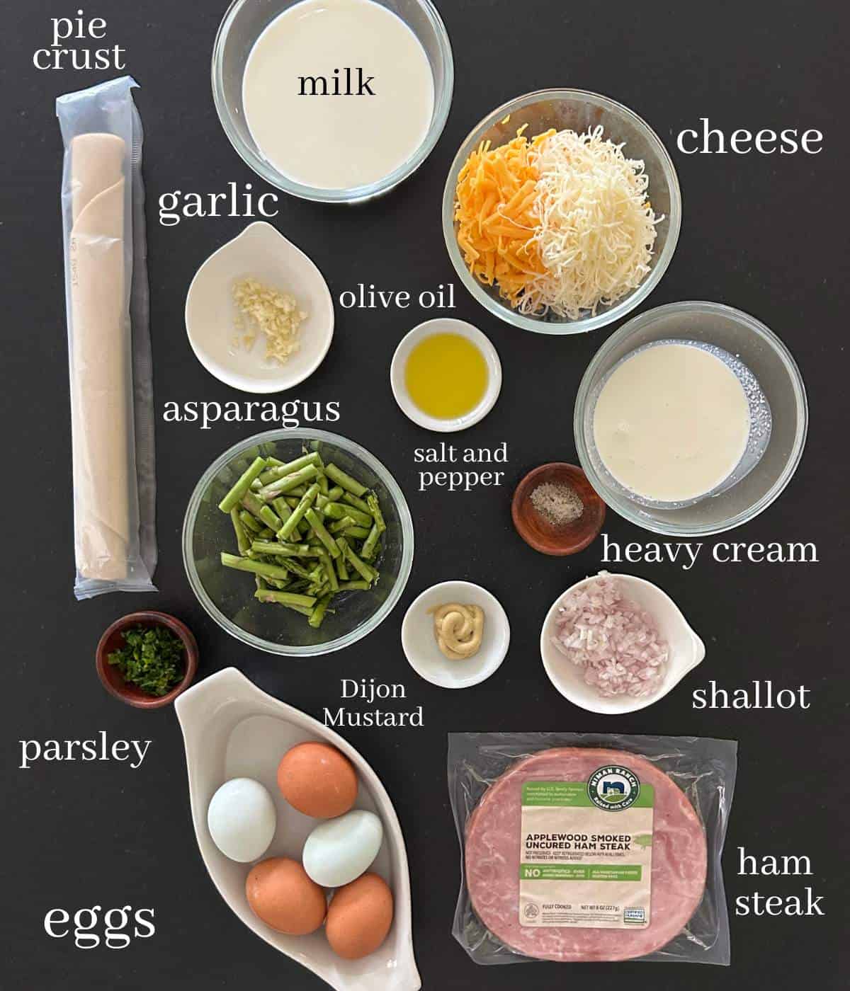 Ingredients for quiche.