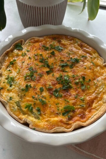 Quiche in pie plate.