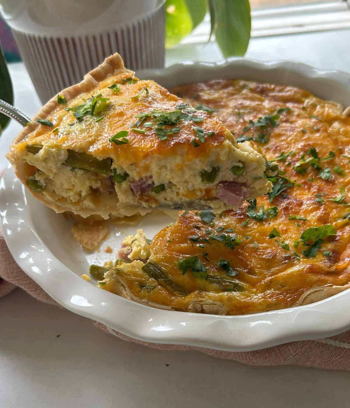 Quiche in pie plate.