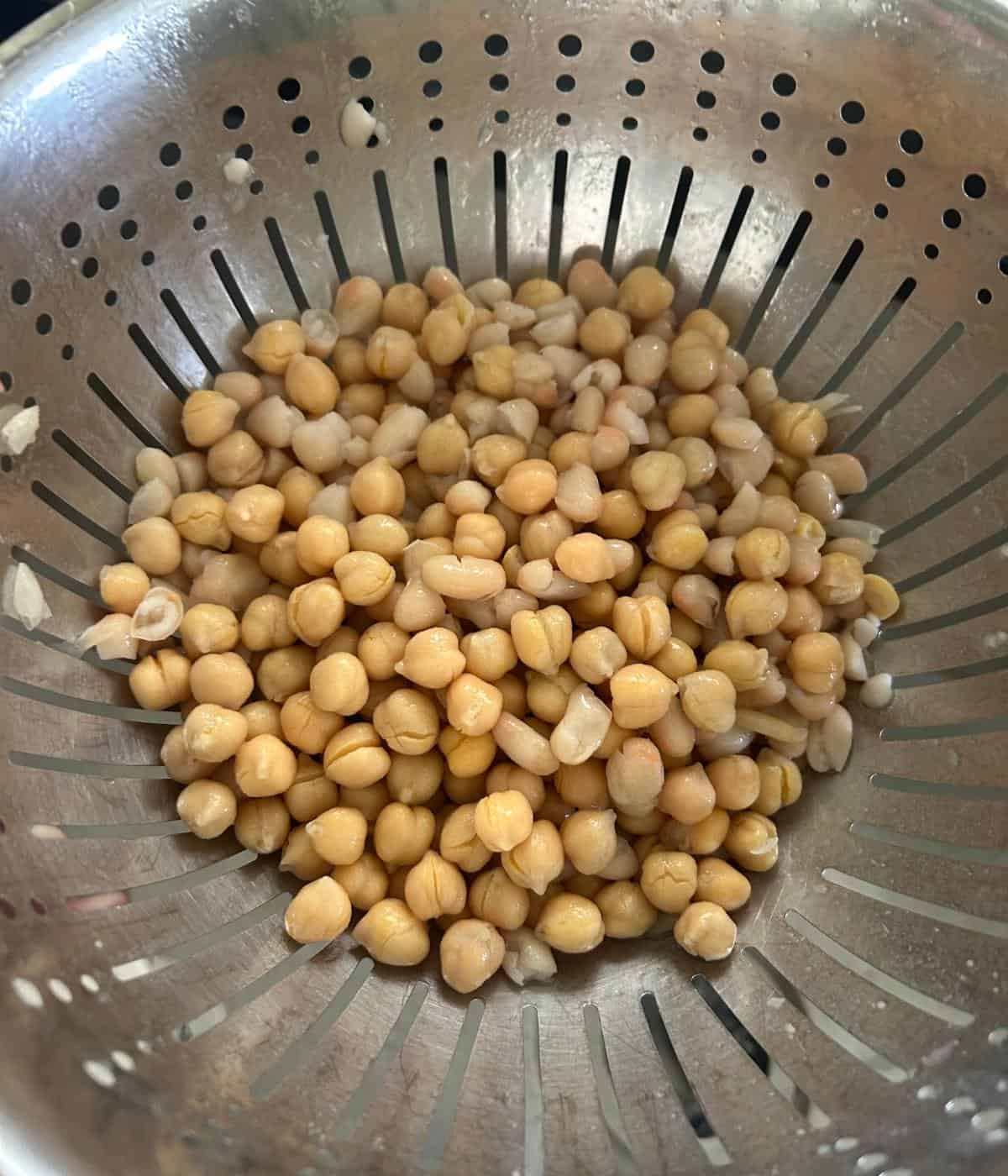 Beans in colander.