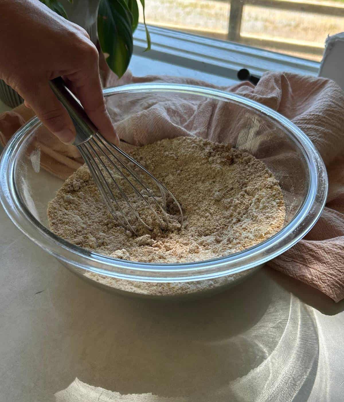 Dry ingredients in bowl.