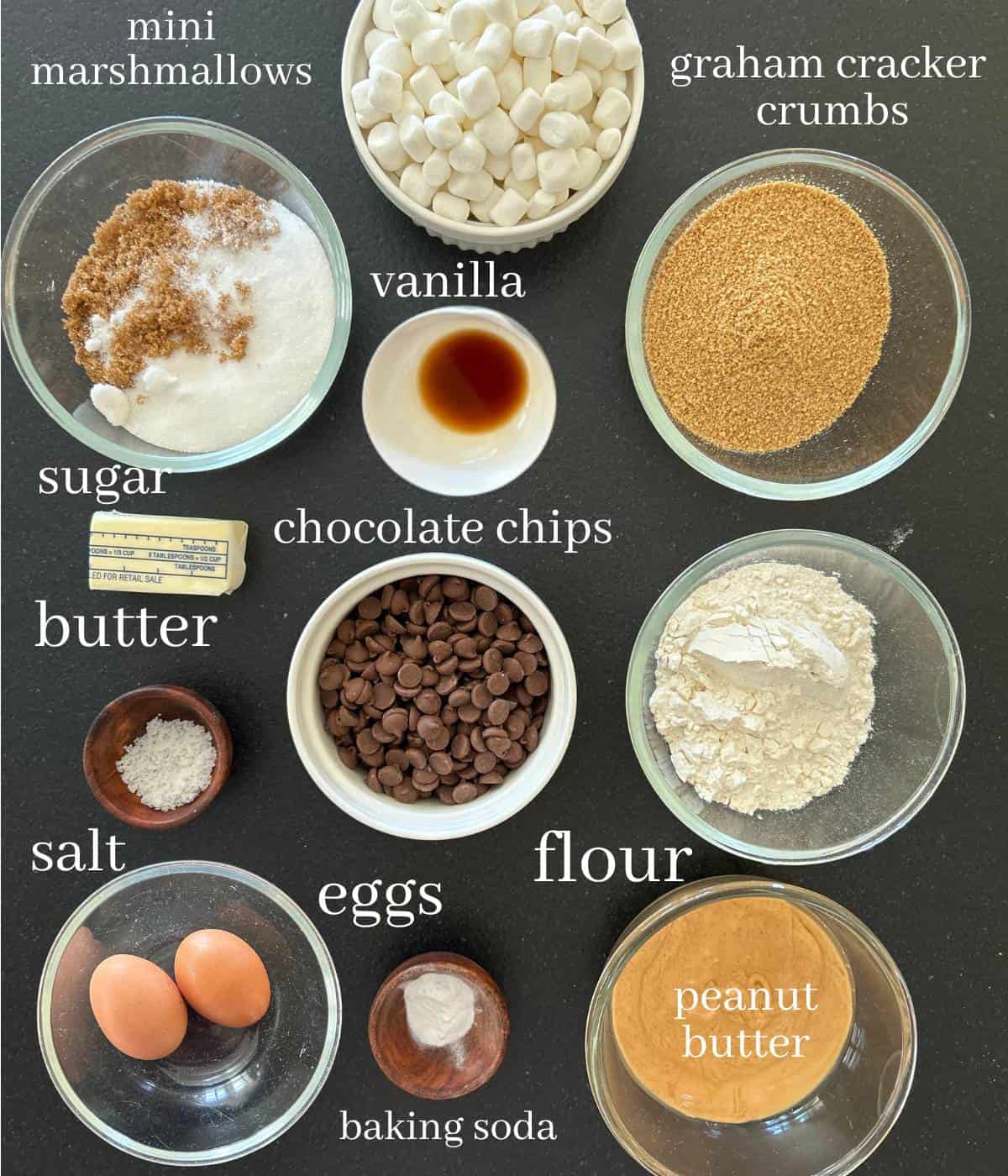 Ingredients for smores bars.